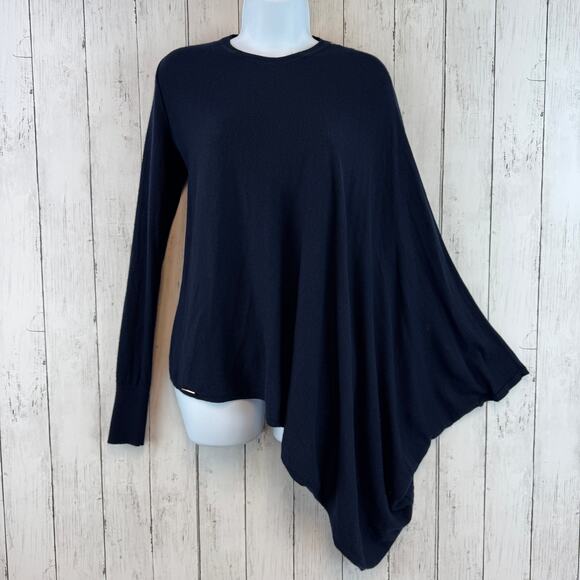 Ted Baker Navy Blue Janila Knit Asymmetric Poncho-Style Sweater Size 2 Small - Picture 1 of 12
